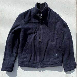Men's Abercrombie & Fitch Jacket Navy Blue Solid Full-Zip M Quilt Wool Coat Pea